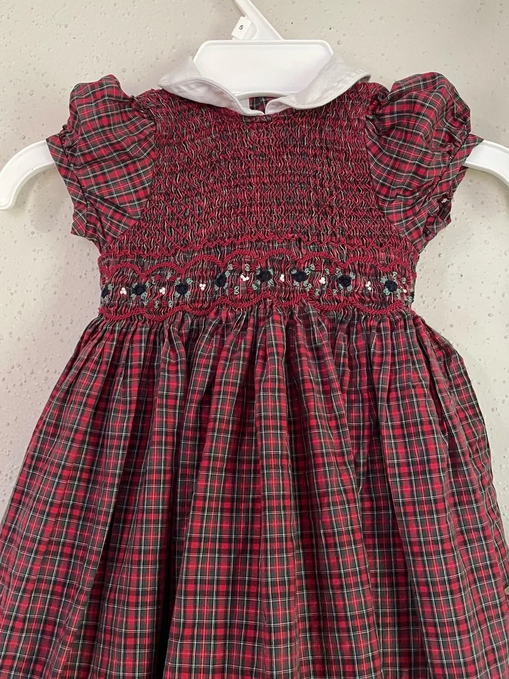Ralph Lauren Girls Smocked Plaid Holiday Dress Red Size 3T Christmas